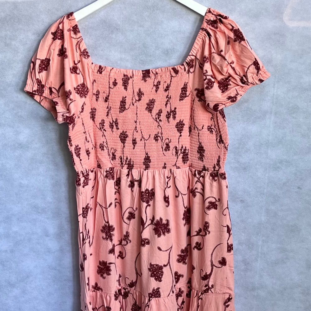 Anthropologie Daily Practice Cotton Smoked Tiered, Puff sleeve Maxi Dress - Picture 11 of 16